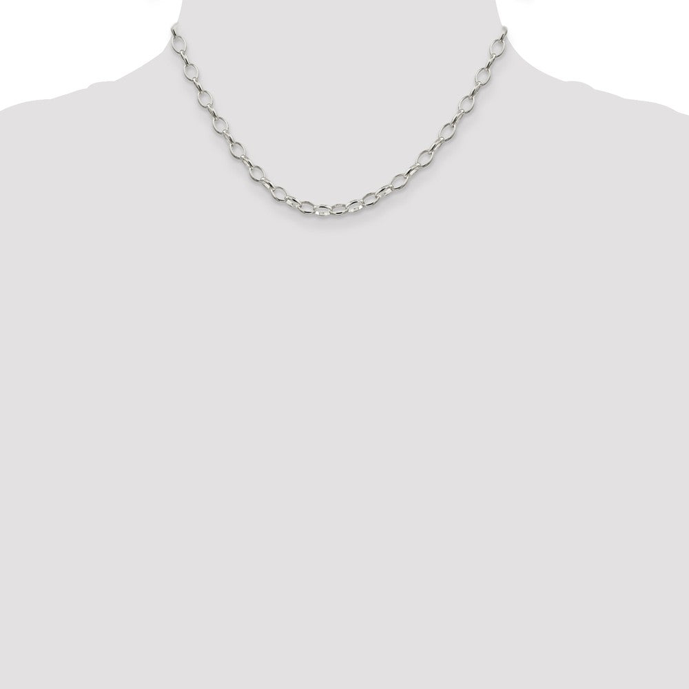 Alternate view of the 5mm, Sterling Silver Oval Solid Rolo Chain Necklace by The Black Bow Jewelry Co.