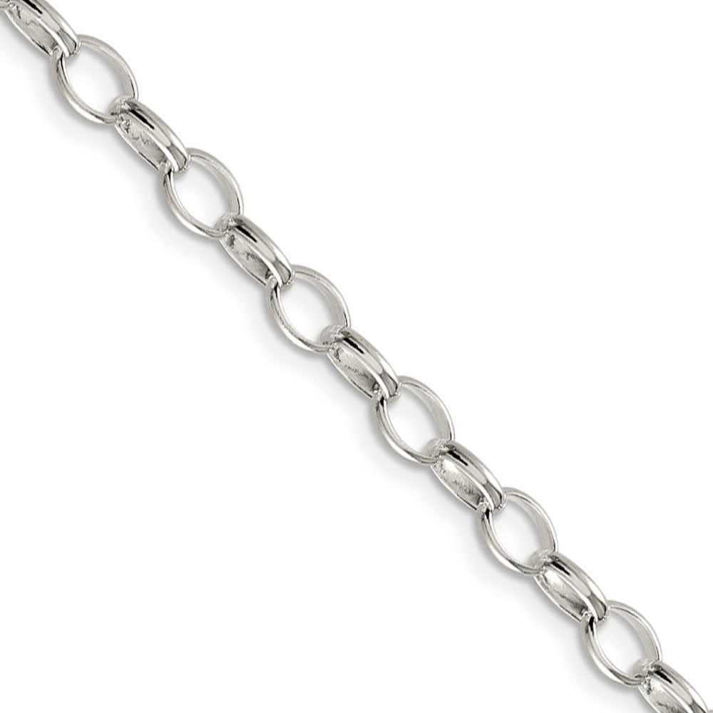 5mm, Sterling Silver Oval Solid Rolo Chain Necklace
