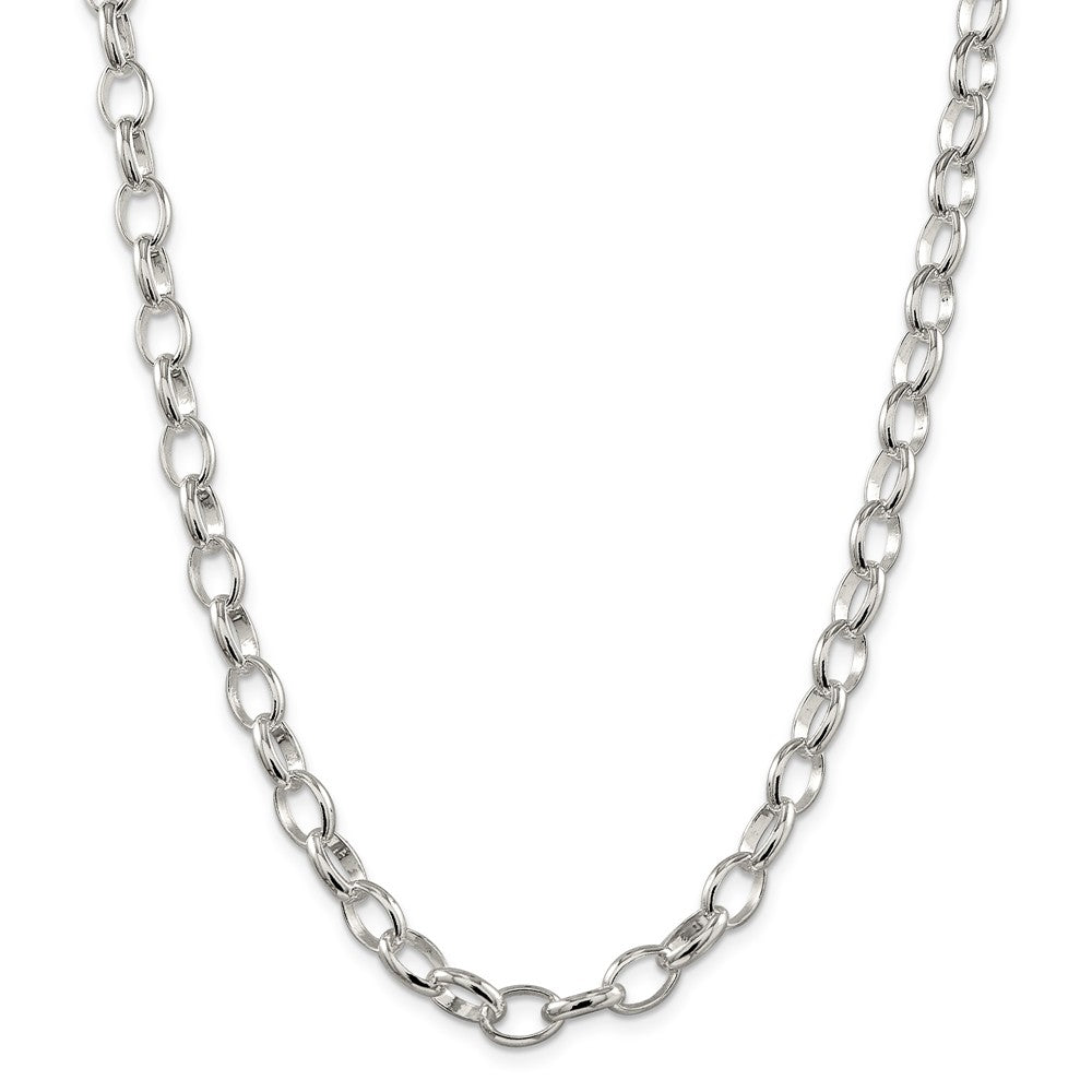 Alternate view of the 8mm, Sterling Silver Oval Solid Rolo Chain Necklace by The Black Bow Jewelry Co.