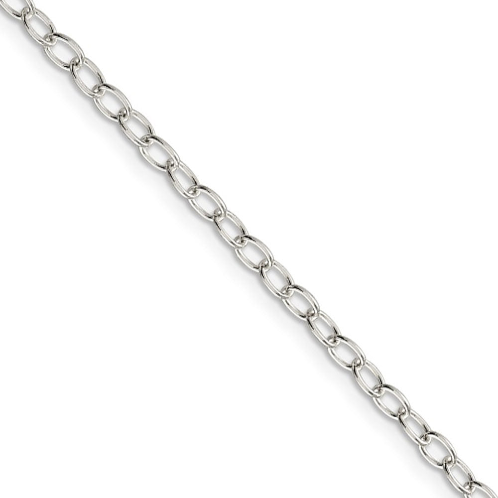 3.4mm, Sterling Silver, Solid Oval Cable Chain Necklace, Item C8829 by The Black Bow Jewelry Co.