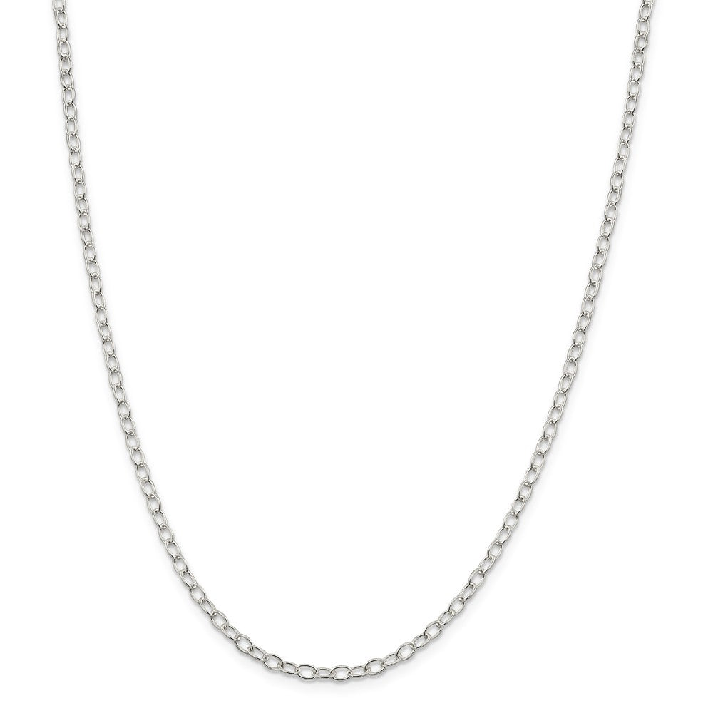 Alternate view of the 3.4mm, Sterling Silver, Solid Oval Cable Chain Necklace by The Black Bow Jewelry Co.