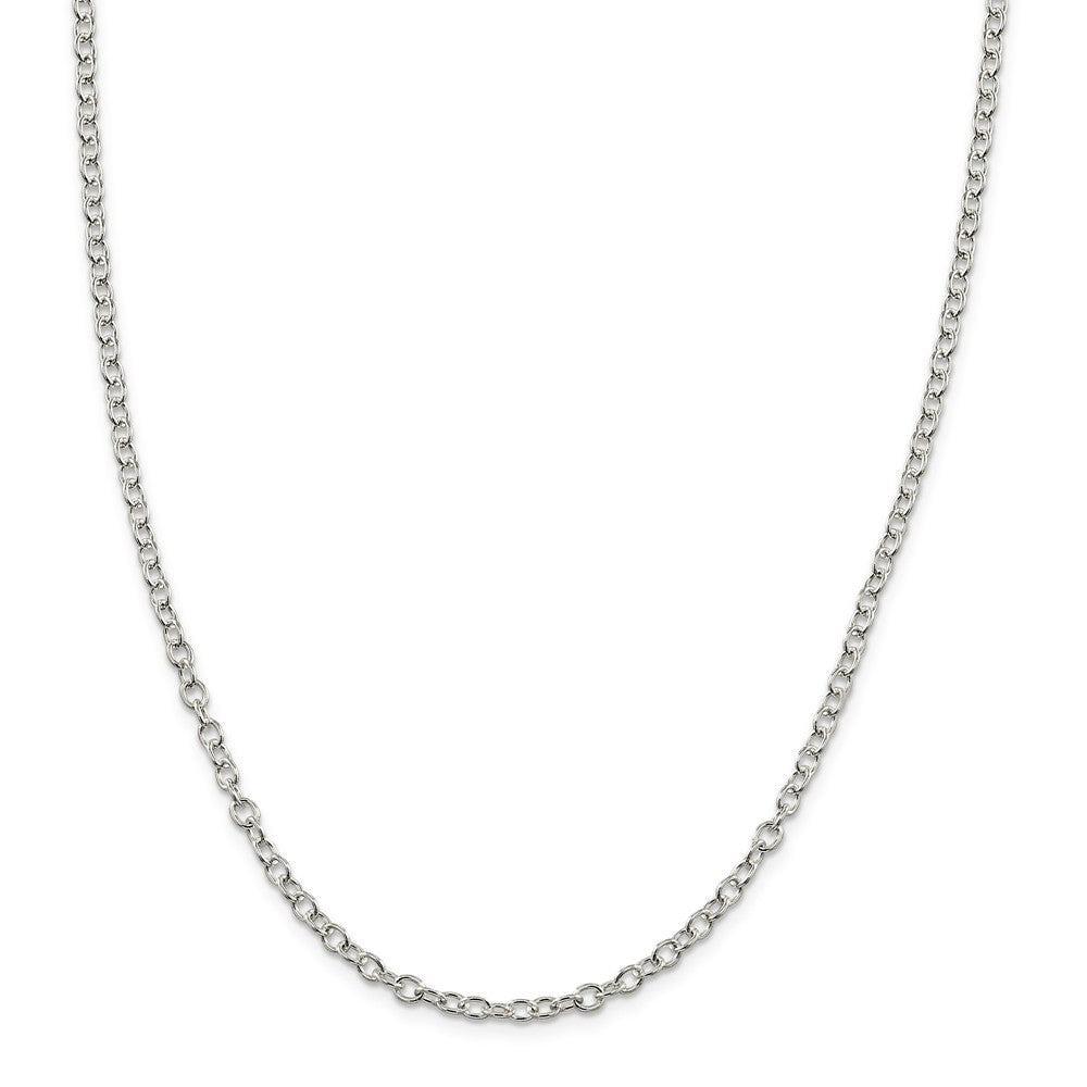 3.75mm, Sterling Silver, Solid Oval Cable Chain Necklace - The