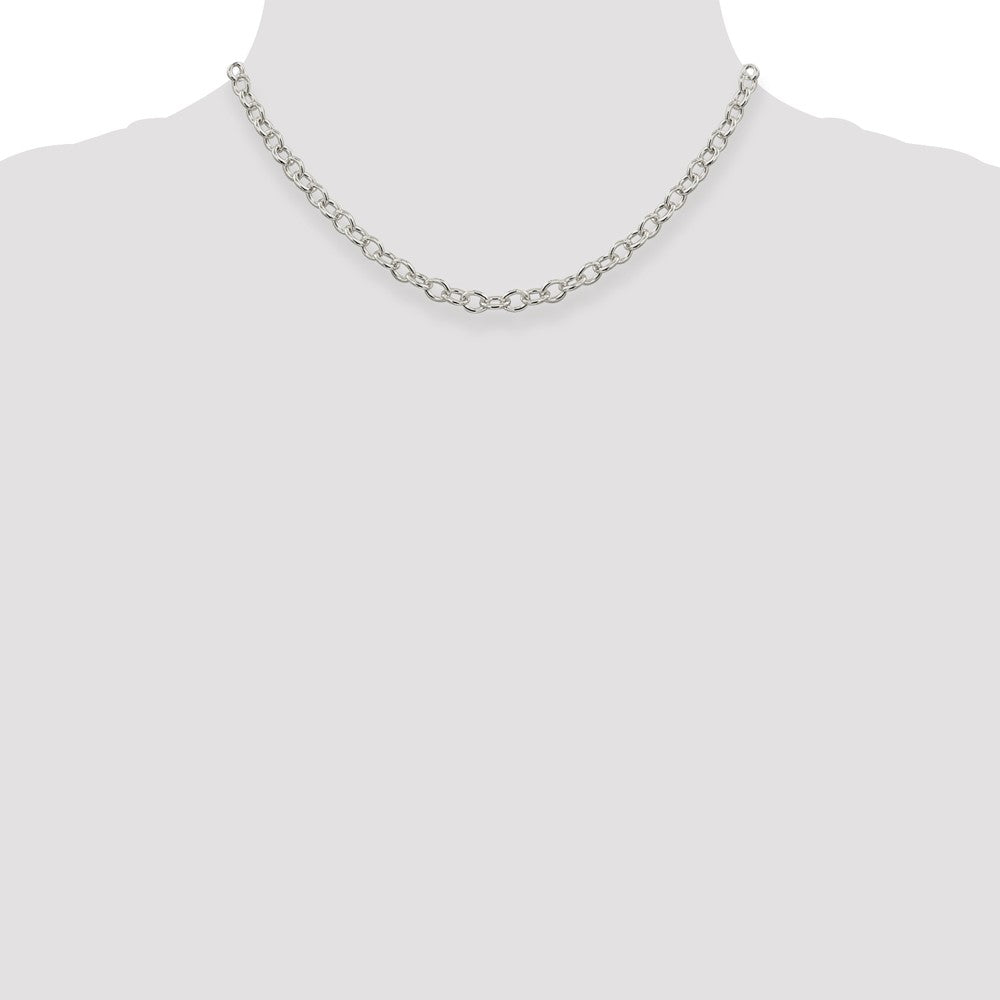 Alternate view of the 5.75mm, Sterling Silver, Solid Oval Cable Chain Necklace by The Black Bow Jewelry Co.