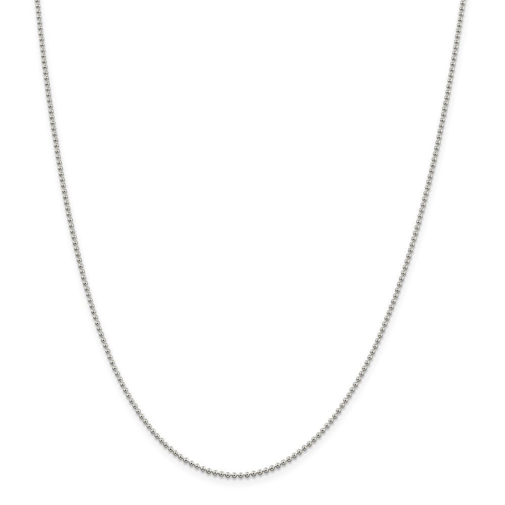 Alternate view of the 1.5mm Sterling Silver, Solid Beaded Chain Necklace by The Black Bow Jewelry Co.