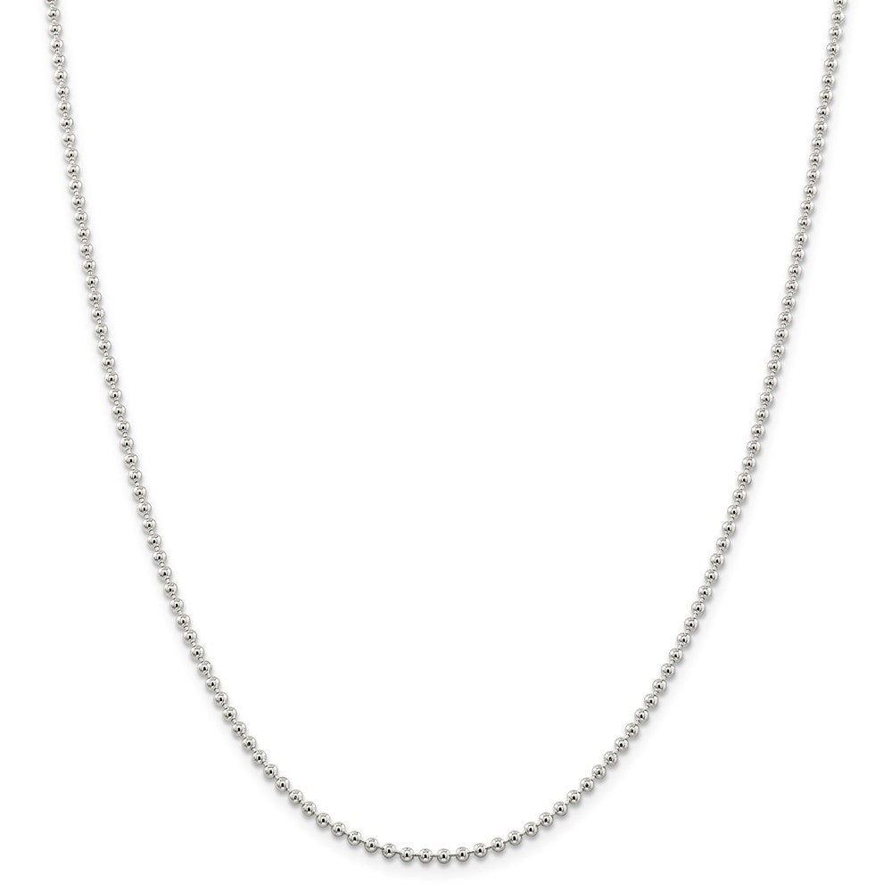 Alternate view of the 2.3mm Sterling Silver, Solid Beaded Chain Necklace by The Black Bow Jewelry Co.