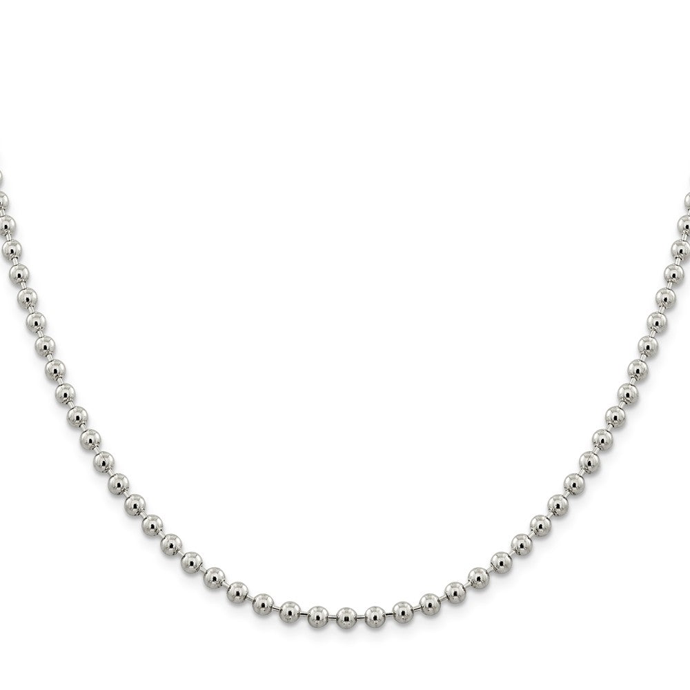 Alternate view of the 4mm Sterling Silver, Solid Beaded Chain Necklace by The Black Bow Jewelry Co.