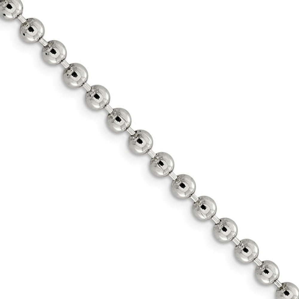 4mm Sterling Silver, Solid Beaded Chain Necklace