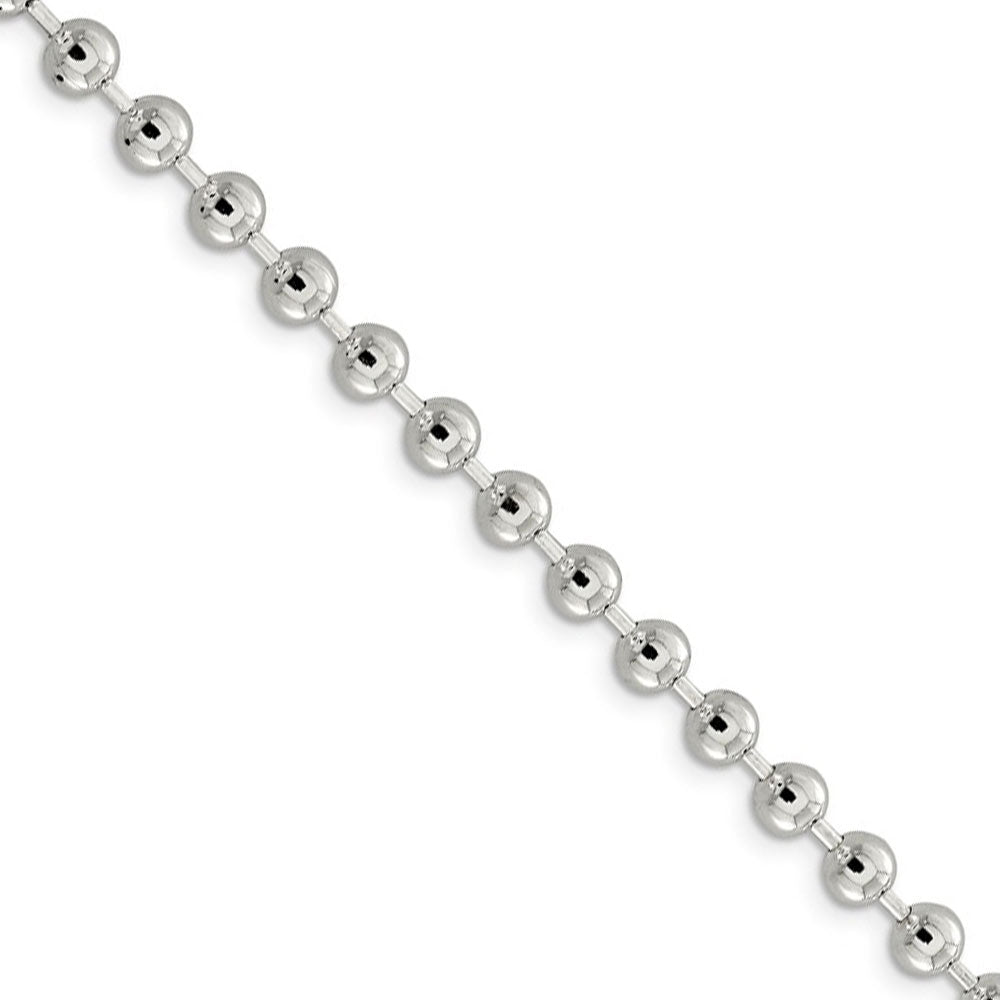 5mm Sterling Silver, Solid Beaded Chain Necklace