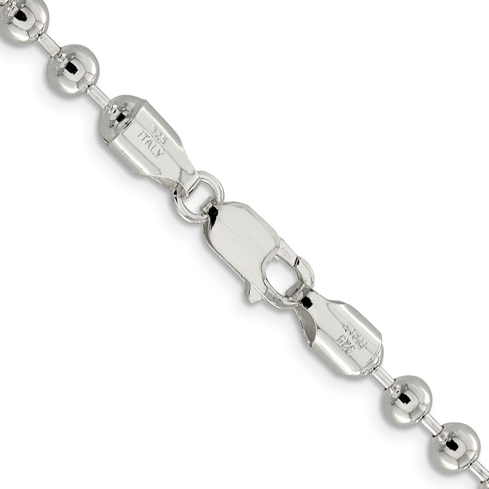 Long Sterling Silver 5MM beaded necklace