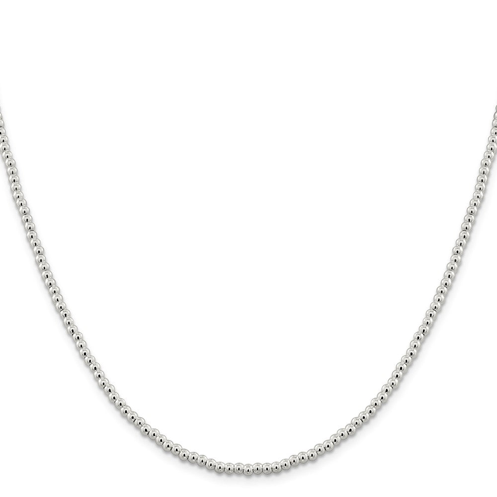 Alternate view of the 3mm, Sterling Silver, Beaded Box Chain Necklace by The Black Bow Jewelry Co.
