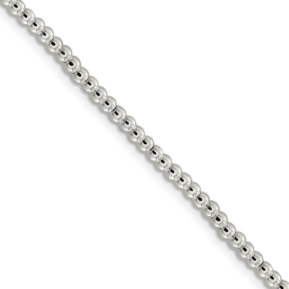 3mm, Sterling Silver, Beaded Box Chain Necklace