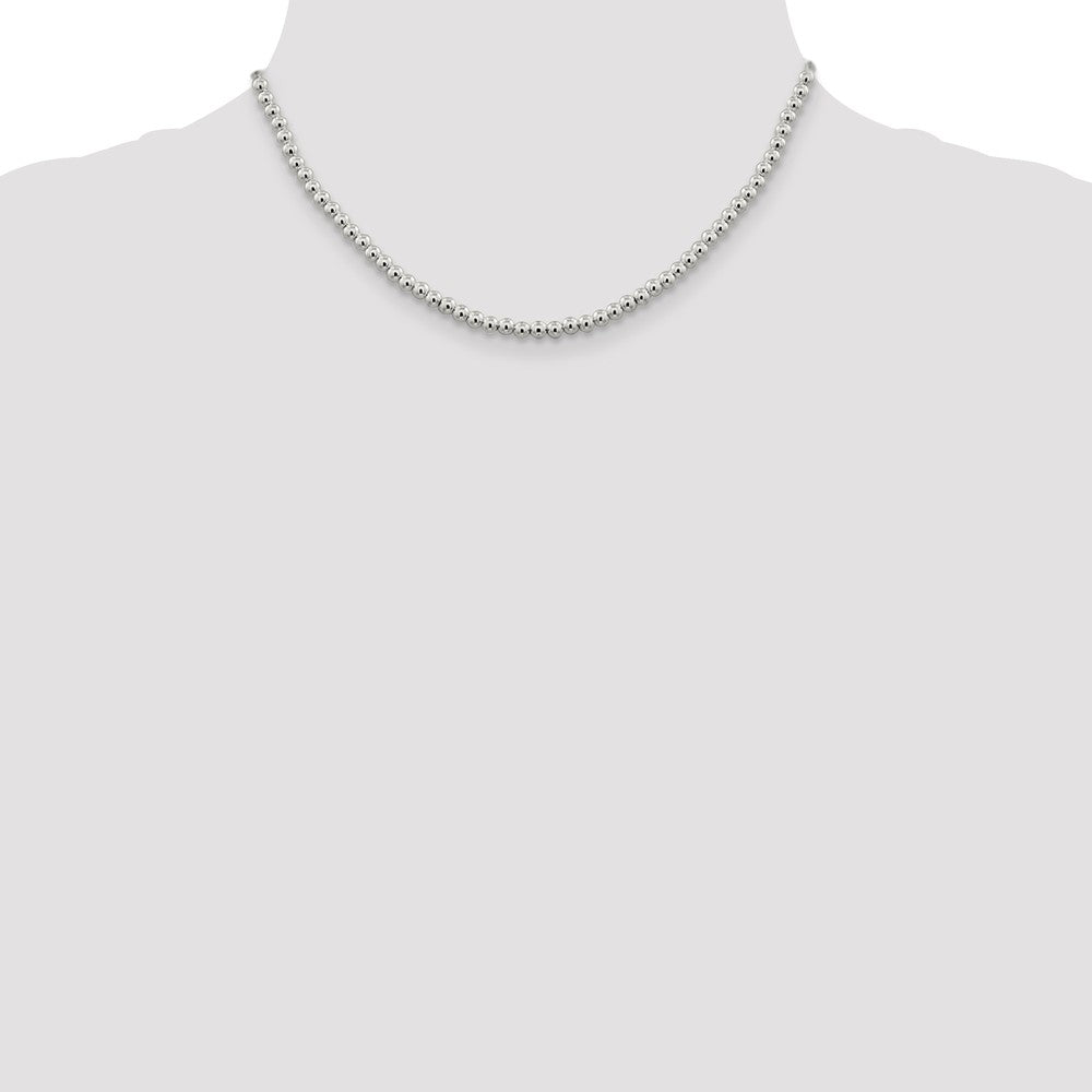 Alternate view of the 4mm, Sterling Silver, Beaded Box Chain Necklace by The Black Bow Jewelry Co.