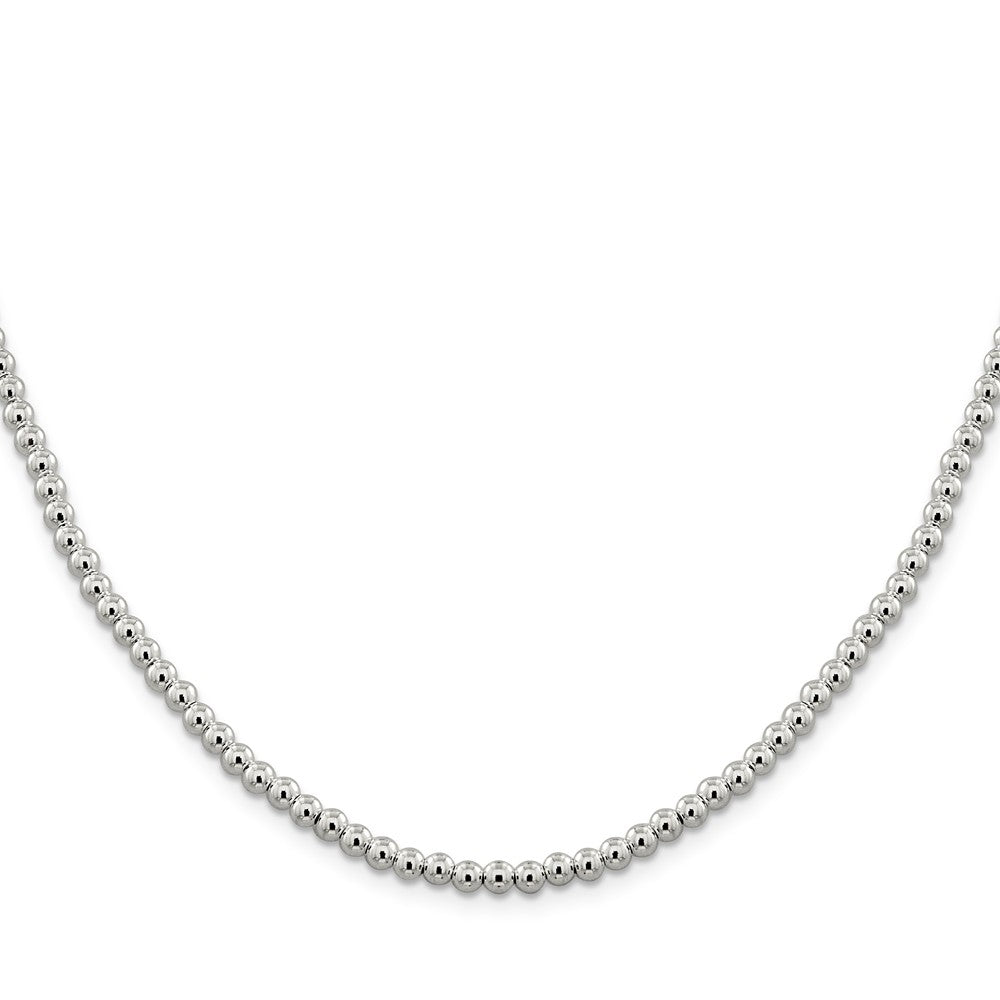 Alternate view of the 4mm, Sterling Silver, Beaded Box Chain Necklace by The Black Bow Jewelry Co.