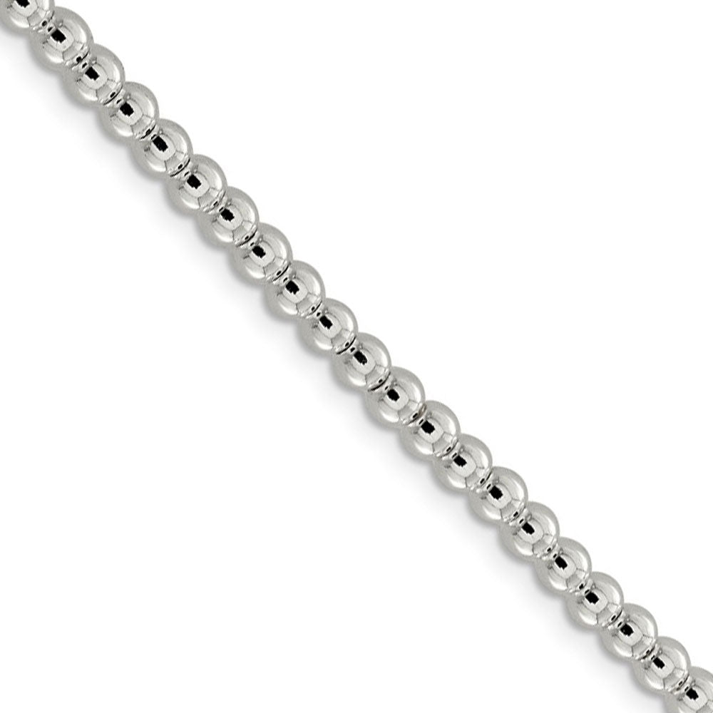 4mm, Sterling Silver, Beaded Box Chain Necklace