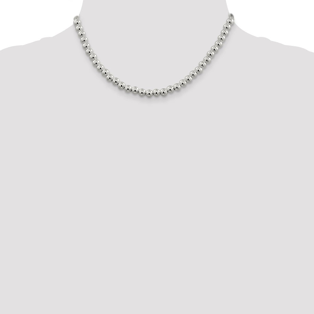 Alternate view of the 6mm, Sterling Silver, Beaded Box Chain Necklace by The Black Bow Jewelry Co.