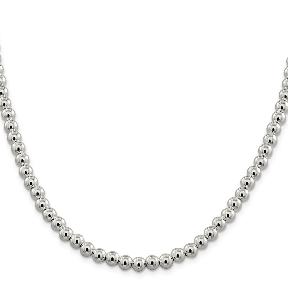 Alternate view of the 6mm, Sterling Silver, Beaded Box Chain Necklace by The Black Bow Jewelry Co.