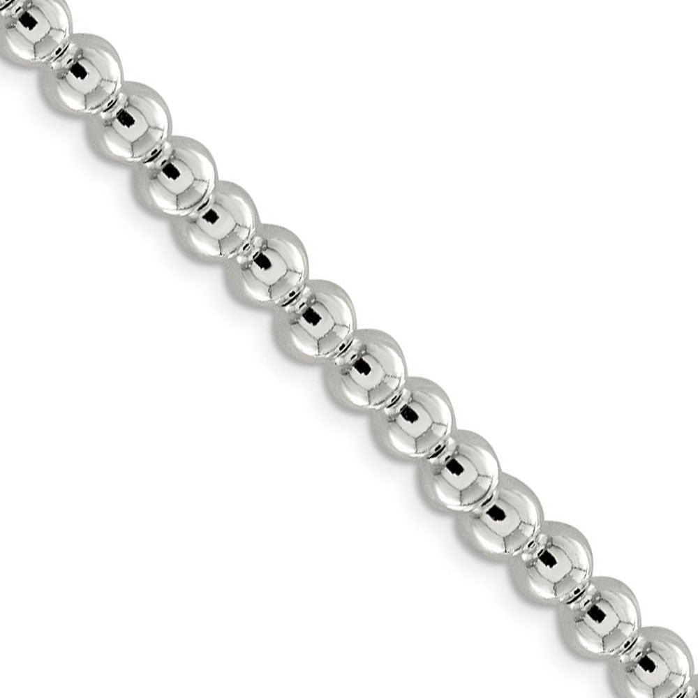 6mm, Sterling Silver, Beaded Box Chain Necklace