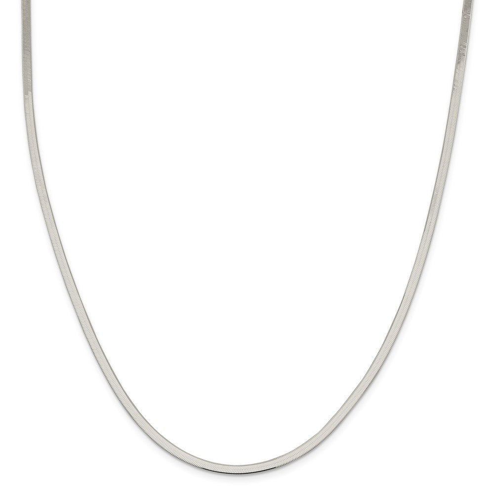 Alternate view of the 3mm, Sterling Silver Solid Herringbone Chain Necklace by The Black Bow Jewelry Co.