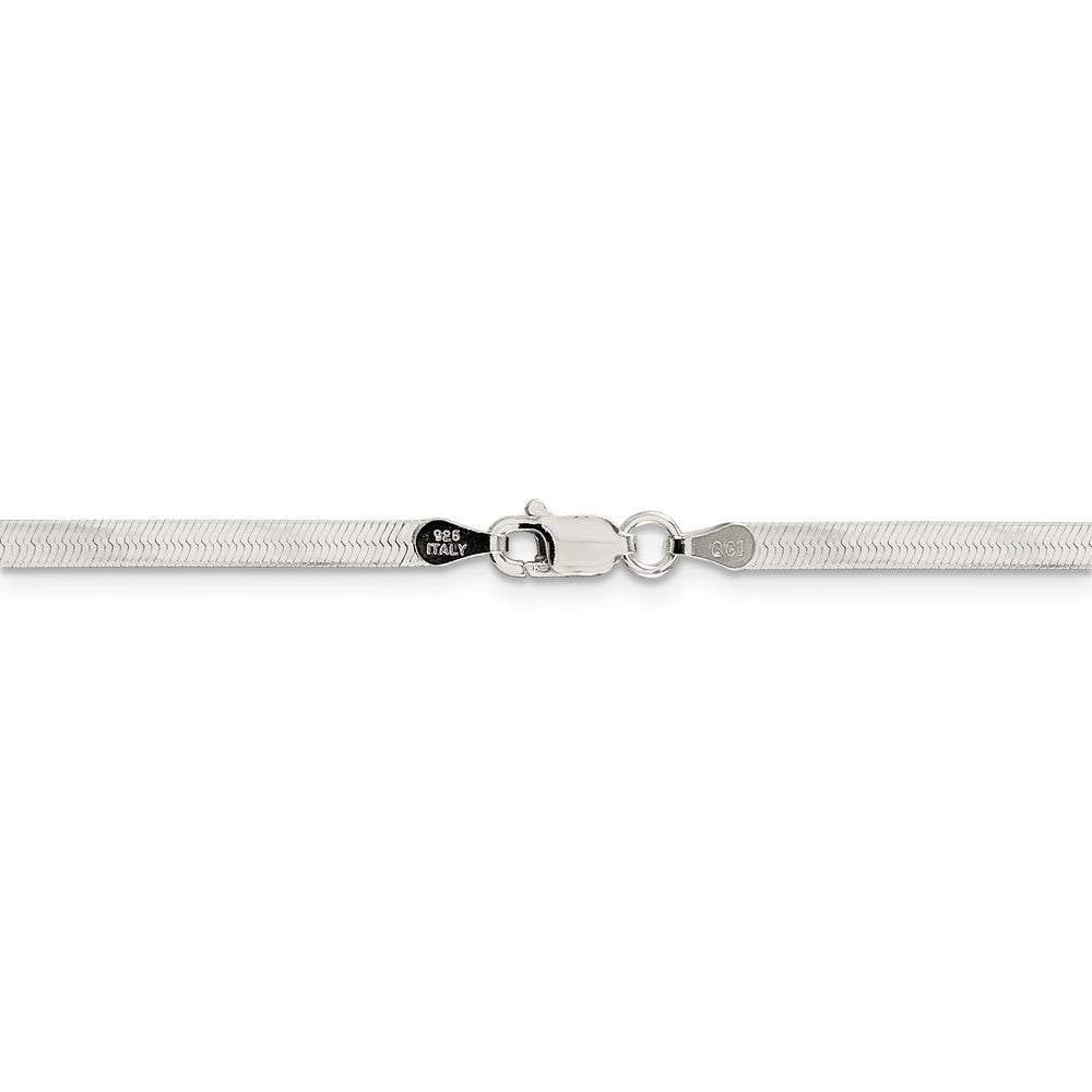 Alternate view of the 3mm, Sterling Silver Solid Herringbone Chain Bracelet by The Black Bow Jewelry Co.
