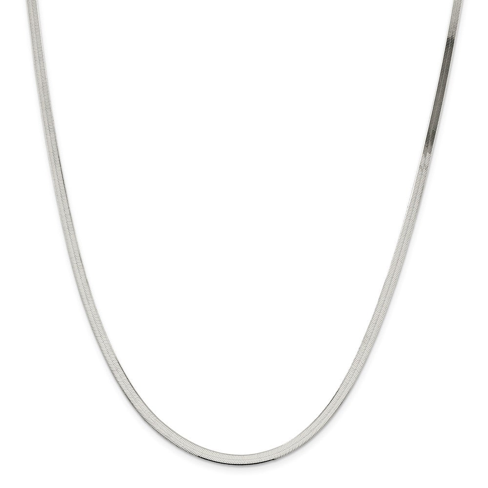 Alternate view of the 3.25mm, Sterling Silver Solid Herringbone Chain Necklace by The Black Bow Jewelry Co.