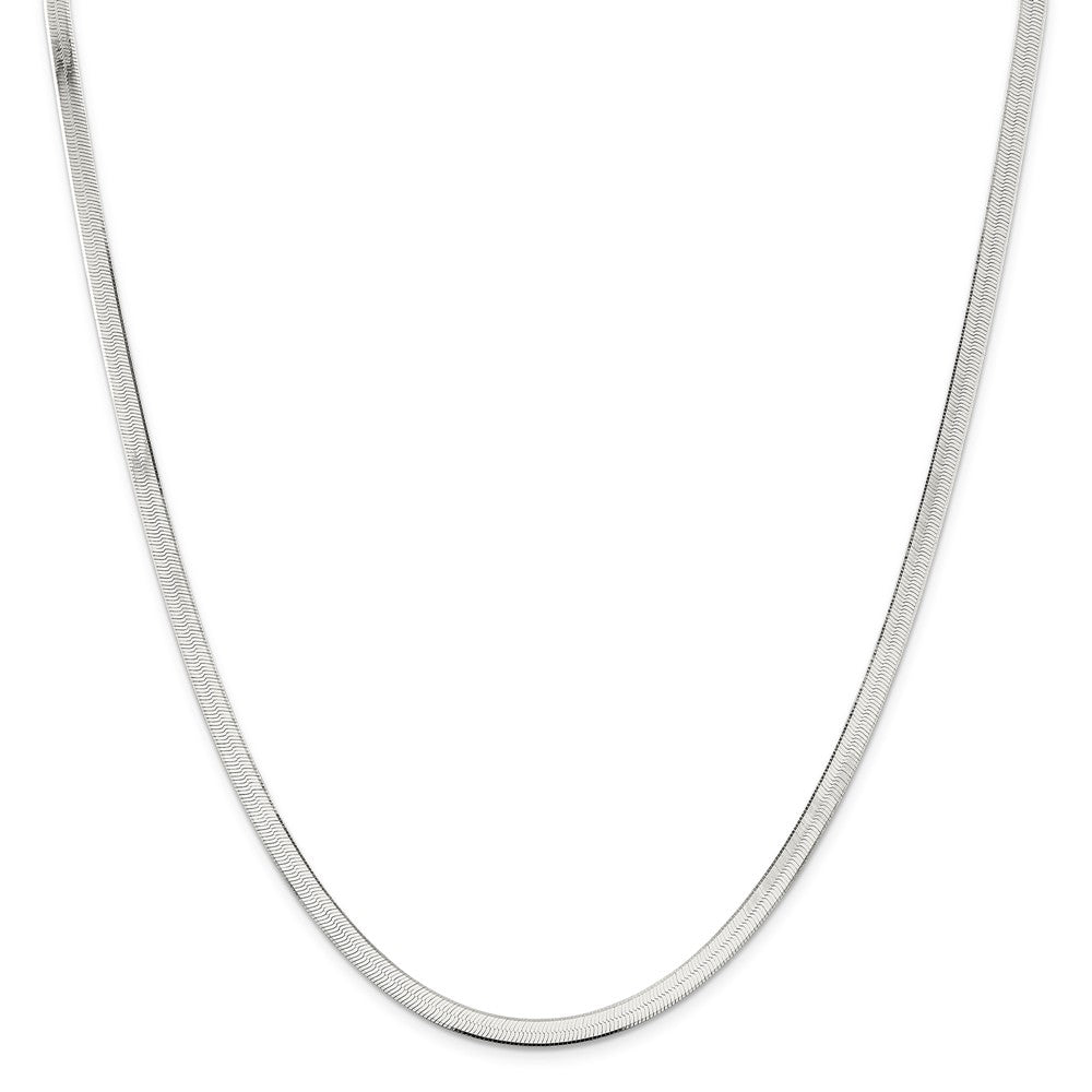 Alternate view of the 4.5mm, Sterling Silver Solid Herringbone Chain Necklace by The Black Bow Jewelry Co.