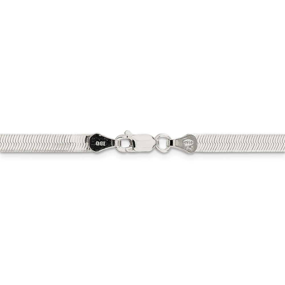 Alternate view of the 4.5mm, Sterling Silver Solid Herringbone Chain Bracelet by The Black Bow Jewelry Co.