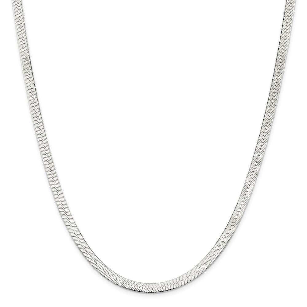 Alternate view of the 5.25mm, Sterling Silver Solid Herringbone Chain Necklace by The Black Bow Jewelry Co.