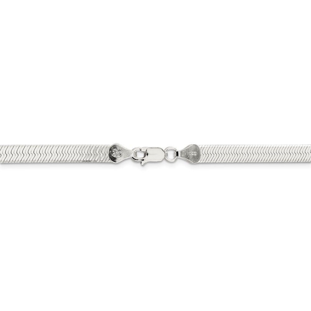 Alternate view of the 5.25mm, Sterling Silver Solid Herringbone Chain Bracelet by The Black Bow Jewelry Co.