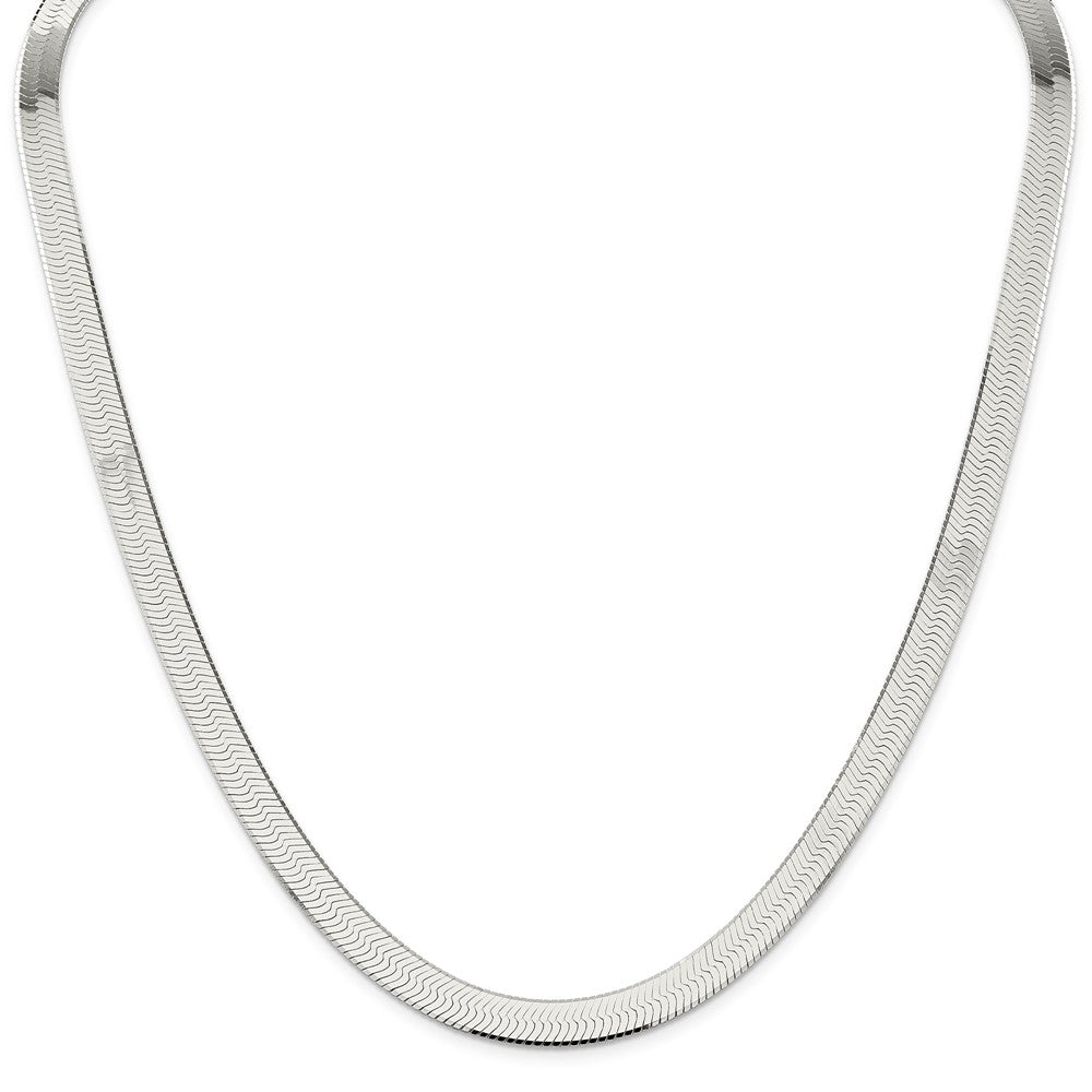 Alternate view of the Men&#39;s 8mm, Sterling Silver Solid Herringbone Chain Necklace by The Black Bow Jewelry Co.