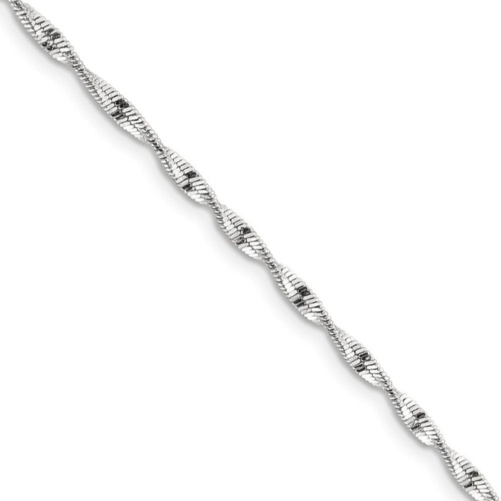 2mm, Sterling Silver Twisted Solid Herringbone Chain Necklace