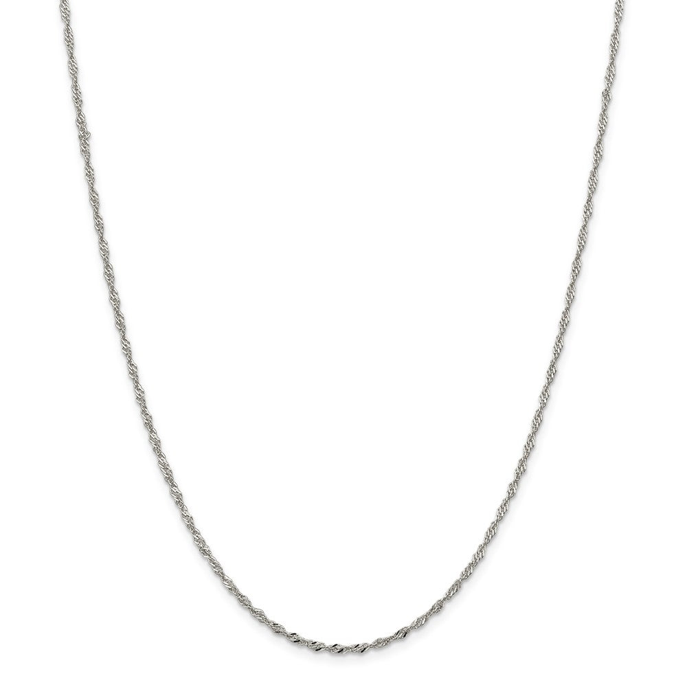 Alternate view of the 2mm Sterling Silver, Solid Singapore Chain Necklace by The Black Bow Jewelry Co.