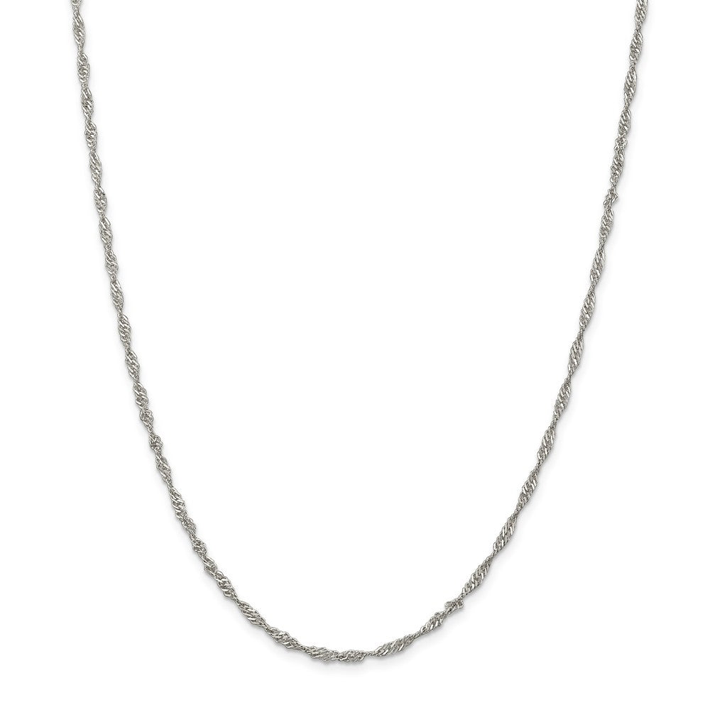 Alternate view of the 2.25mm Sterling Silver, Solid Singapore Chain Necklace by The Black Bow Jewelry Co.