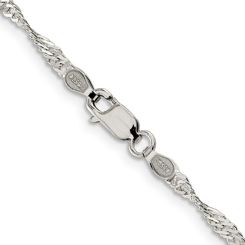 Alternate view of the 2.25mm Sterling Silver, Solid Singapore Chain Necklace by The Black Bow Jewelry Co.