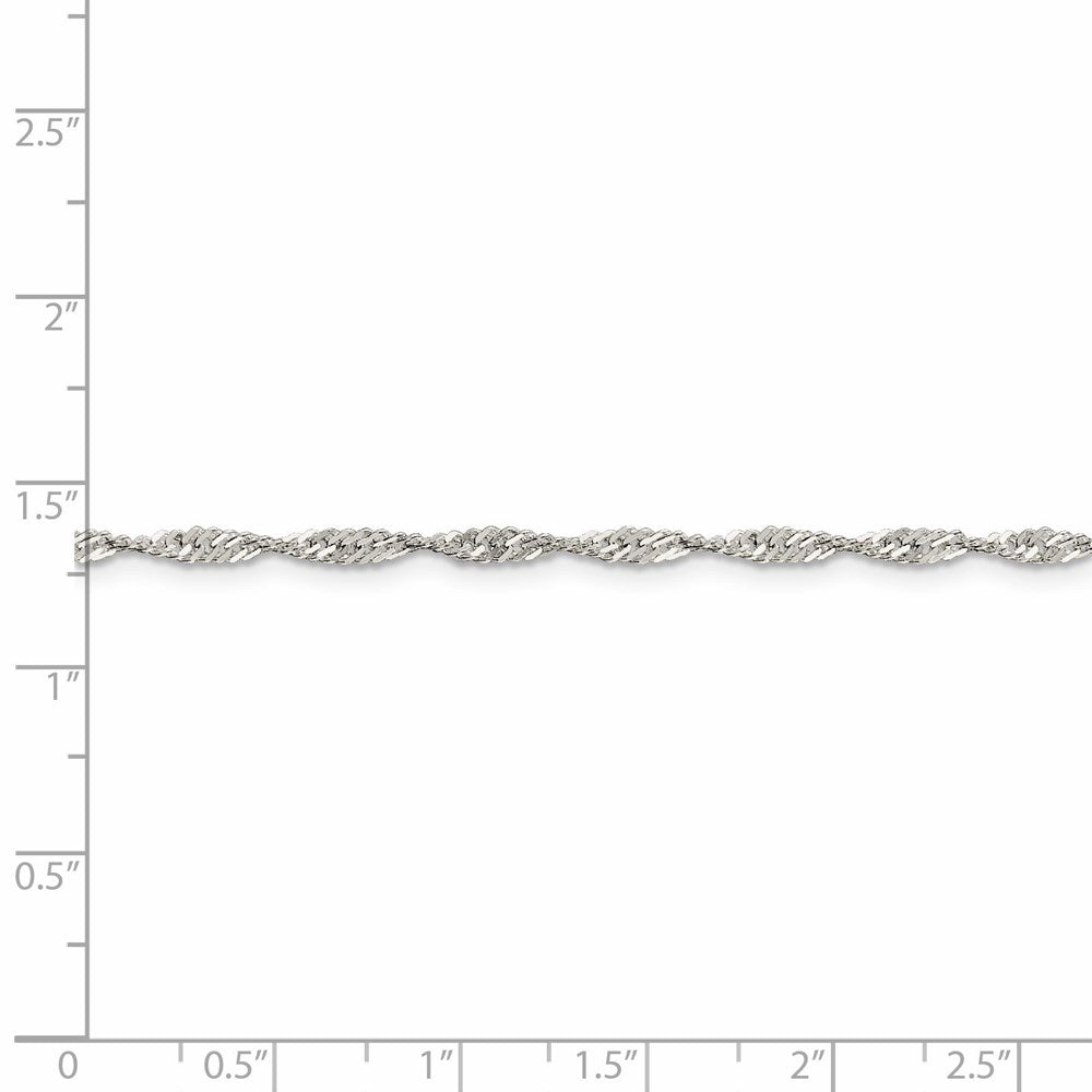 Alternate view of the 2.25mm, Sterling Silver Singapore Chain Bracelet by The Black Bow Jewelry Co.