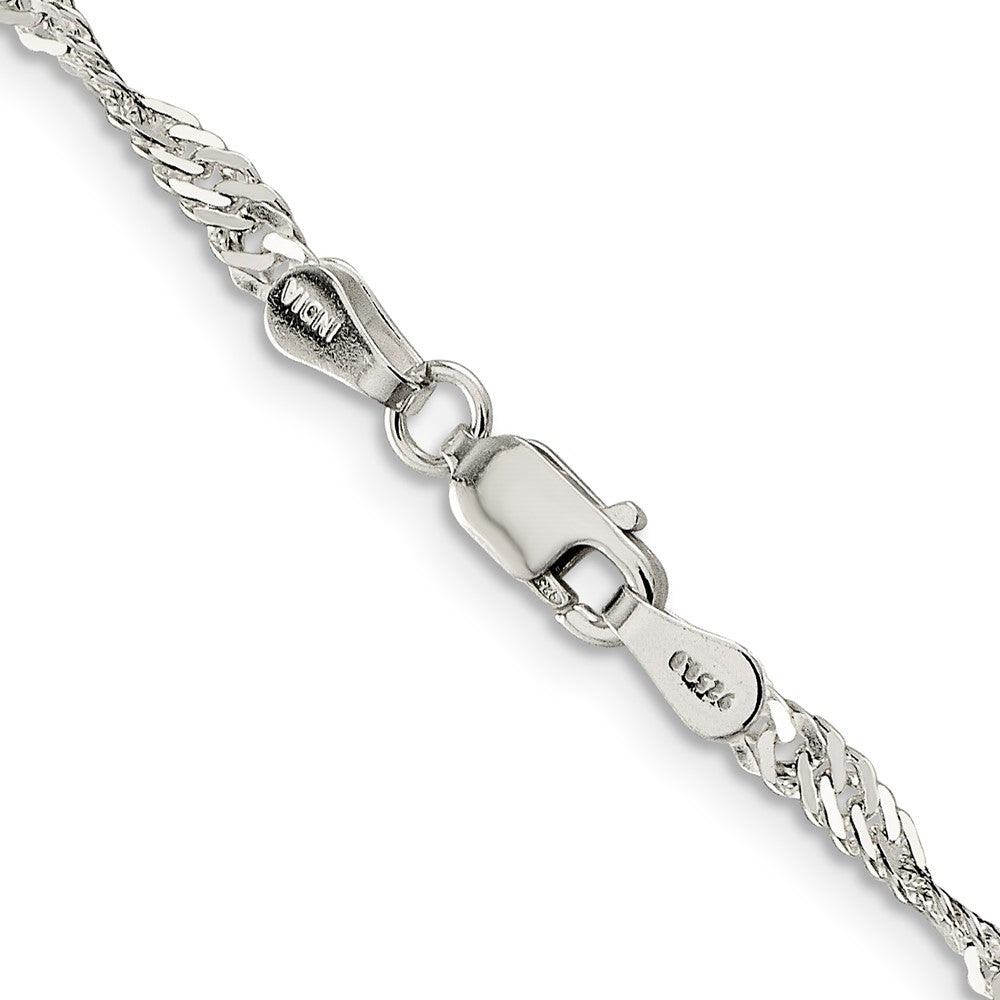 925 Sterling Silver 3.2mm Singapore Twisted Link Chain, Women's, Size: 18, Grey Type