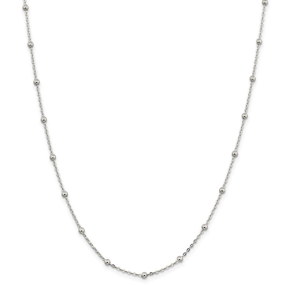 Alternate view of the 1.3mm, Sterling Silver Beaded Cable Chain Necklace by The Black Bow Jewelry Co.