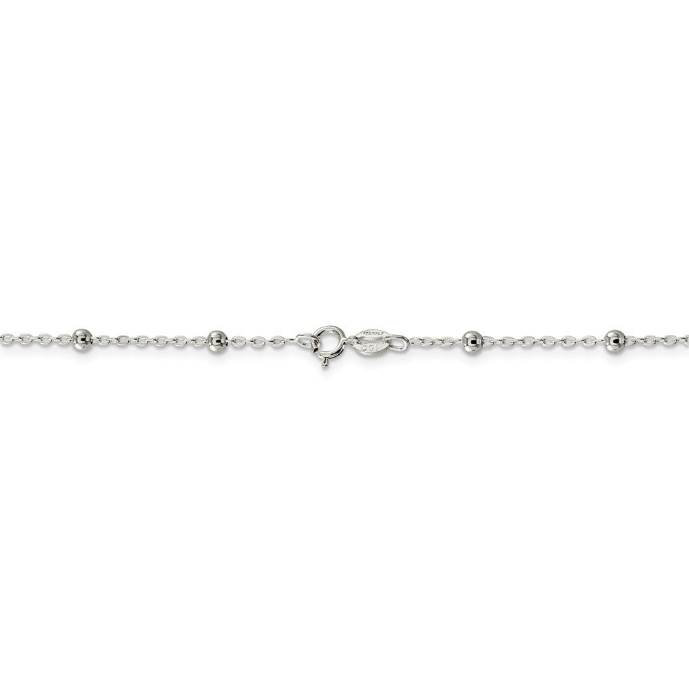 Alternate view of the 1.3mm, Sterling Silver Beaded Cable Chain Necklace by The Black Bow Jewelry Co.