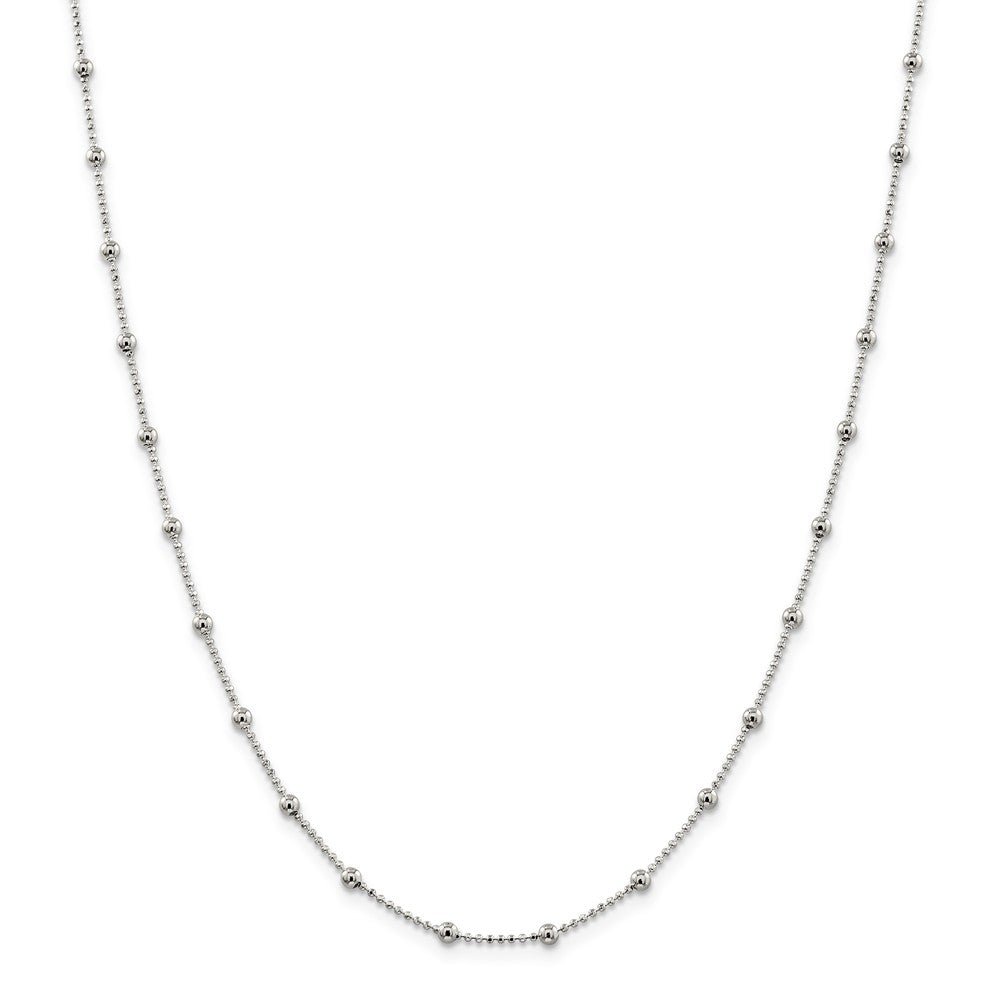 Alternate view of the 1.15mm, Sterling Silver Diamond Cut Fancy Beaded Chain Necklace by The Black Bow Jewelry Co.