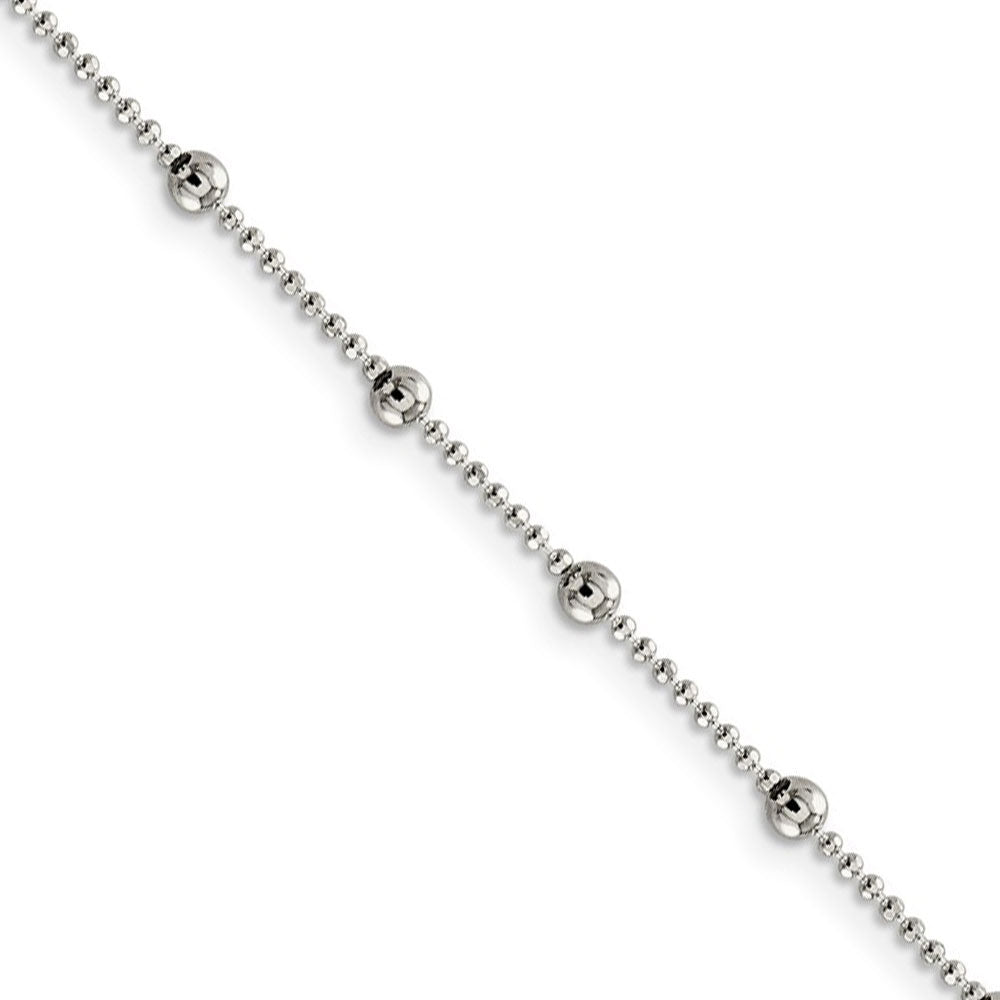 1.15mm, Sterling Silver Diamond Cut Fancy Beaded Chain Necklace
