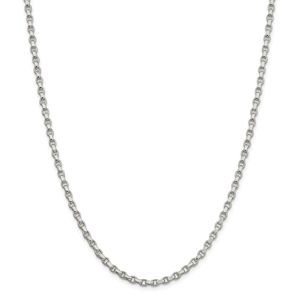 Alternate view of the 3.5mm, Sterling Silver Solid Diamond Cut Rolo Chain Necklace by The Black Bow Jewelry Co.