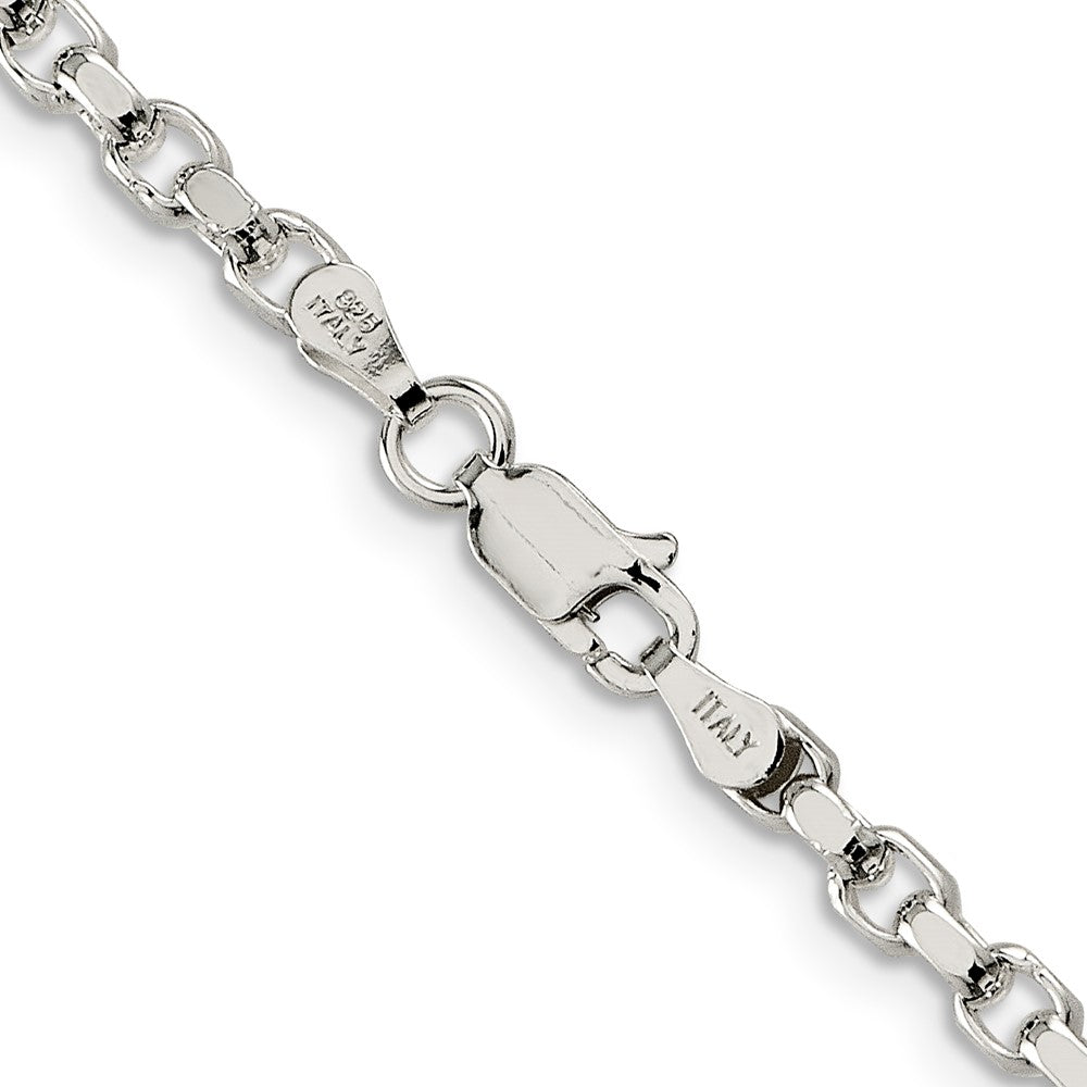 Alternate view of the 3.5mm, Sterling Silver Solid Diamond Cut Rolo Chain Bracelet by The Black Bow Jewelry Co.
