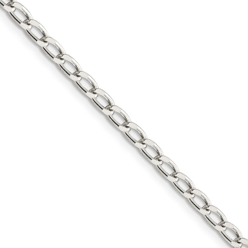 3.2mm, Sterling Silver Solid Open Curb Chain Necklace