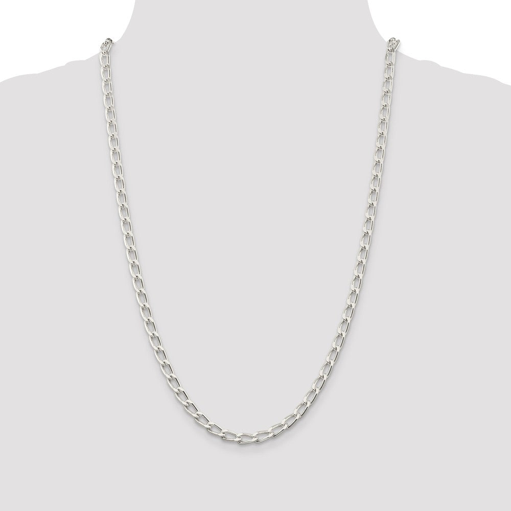 Alternate view of the 5.1mm, Sterling Silver Solid Open Curb Chain Necklace by The Black Bow Jewelry Co.