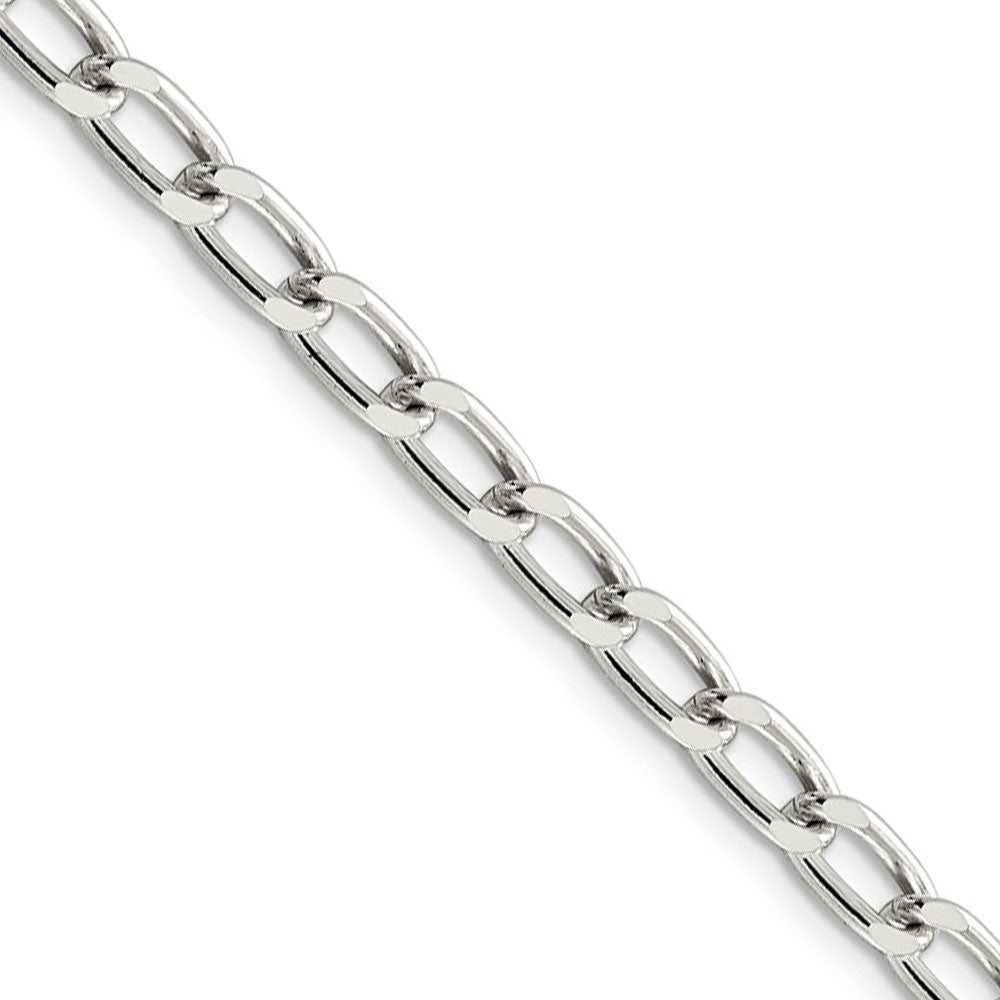 5.1mm, Sterling Silver Solid Open Curb Chain Necklace