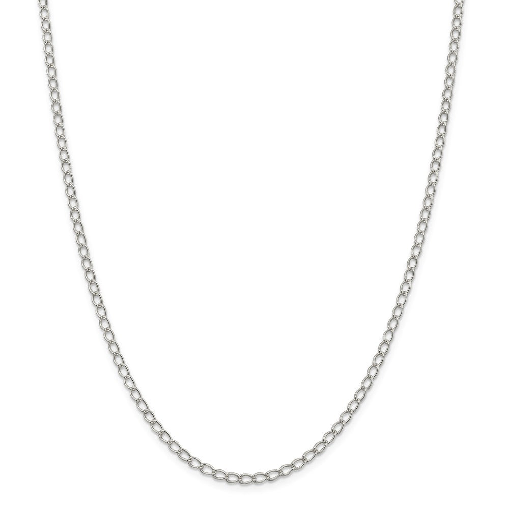 Alternate view of the 3mm, Sterling Silver Half Round, Solid Curb Chain Necklace by The Black Bow Jewelry Co.