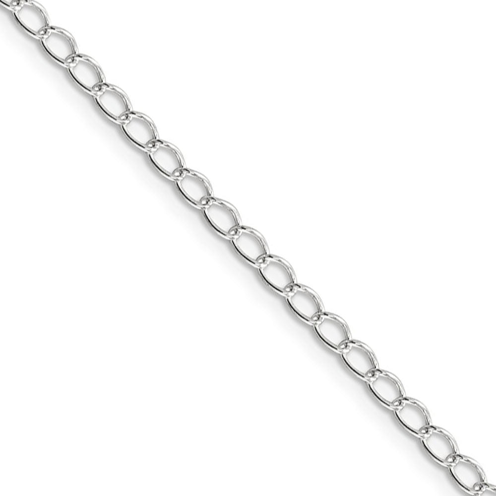3mm, Sterling Silver Half Round, Solid Curb Chain Necklace