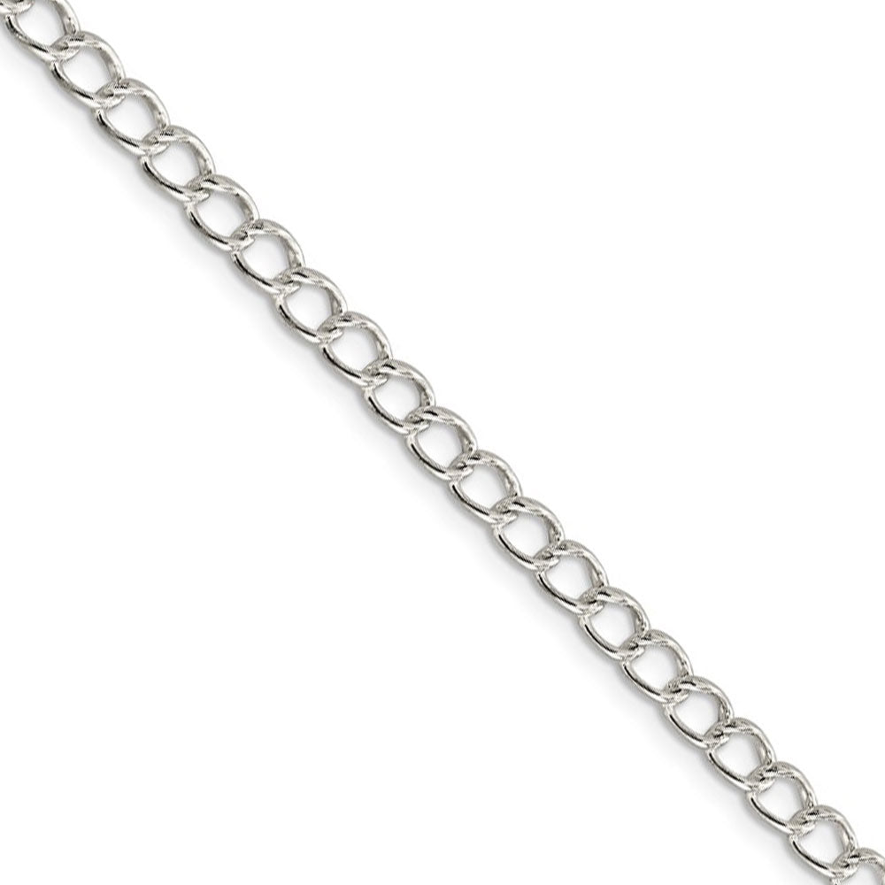 4.5mm, Sterling Silver Half Round, Solid Curb Chain Necklace, Item C8892-C by The Black Bow Jewelry Co.