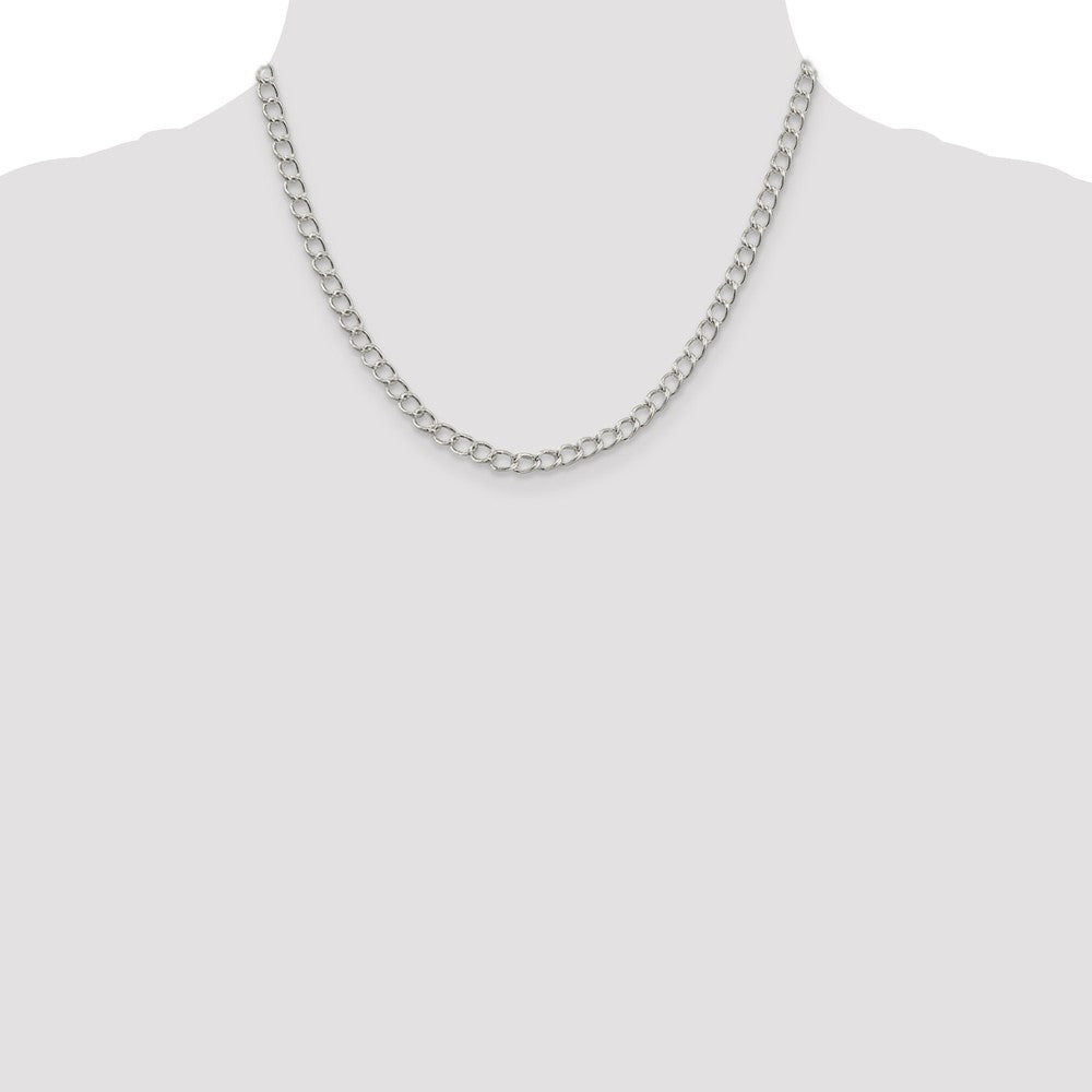 Alternate view of the 4.5mm, Sterling Silver Half Round, Solid Curb Chain Necklace by The Black Bow Jewelry Co.