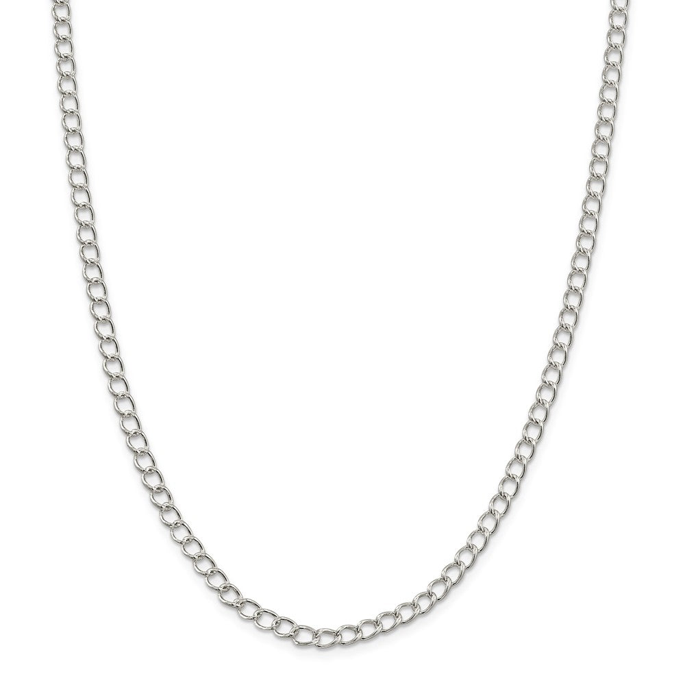 Alternate view of the 4.5mm, Sterling Silver Half Round, Solid Curb Chain Necklace by The Black Bow Jewelry Co.