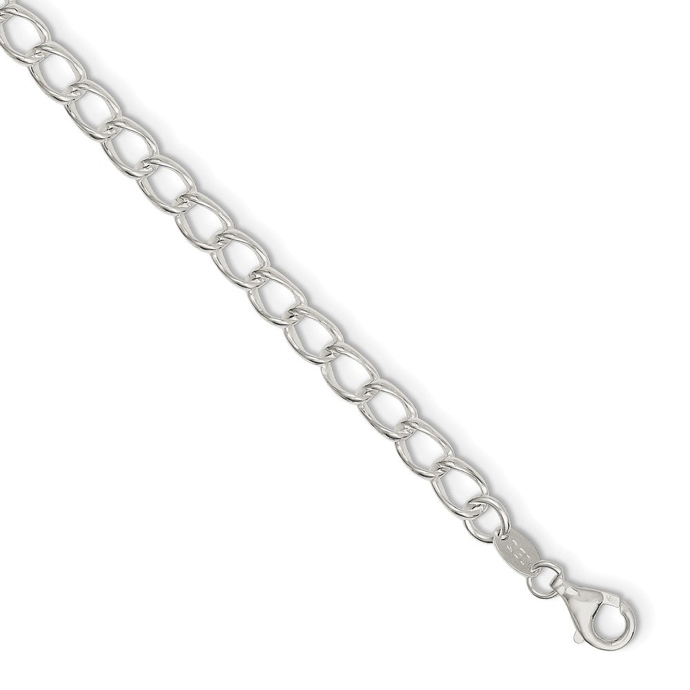 5.3mm, Sterling Silver Half Round, Solid Curb Chain Bracelet, Item C8895 by The Black Bow Jewelry Co.